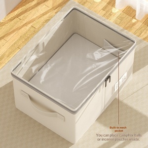 Tianshan Cotton Linen Fabric Japanese Style Portable Multi-Purpose Clothing Organizer Storage Box for Bedroom <b>Wardrobe</b> Clothes - Product Image 6