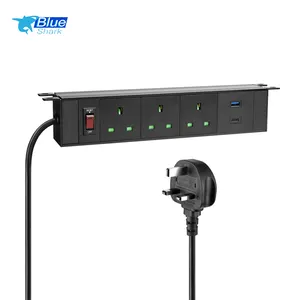 Suporte de mesa padrão reino unido, protetor de mesa de pendurar sofá USB-C power strip de tomada elétrica com carregamento 3ac power 2usb