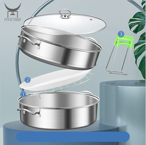 クックポットセットキッチン用品ステンレス鋼蒸しフィッシュポットラック付きスチームクックポット - Product Image 2