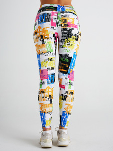 Leggings con estampado Digital personalizado GC para mujer, pantalones de Yoga con grafiti abstracto, pantalones deportivos de cintura alta para Fitness YG138 - Product Image 3
