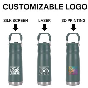 Custom Vacuum Insulated Stainless Steel Outdoor Sport Water <b>Bottle</b> 22oz 18 oz Water <b>Bottle</b> With Straw Lid and Portable Handle - Product Image 5