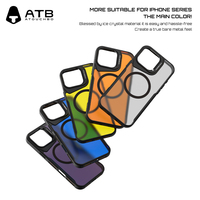 Coque de téléphone magnétique translucide mate antichoc anti-jaunissement TPU+PC électro-plaqué pour appareil photo ATB Slim pour 15