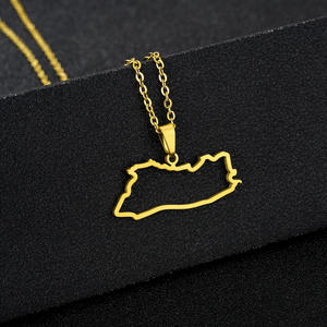 Stainless Steel Turkey Map Outline Charm Link Chain Necklace 18K Gold Plated Turkish Map <strong>Turks</strong> Pendant Necklace - Product Image 4