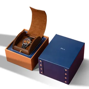 Stil içinde saatler sunmak için kapaklı özelleştirilebilir kağıt saat hediye kutusu