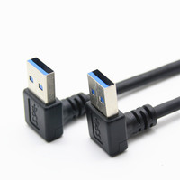 Cable USB 3.0 SuperSpeed de Macho a Macho, 5Gbps, Ángulo Recto de 90 Grados, Cable de Sincronización de Datos para Enfriador de Portátil