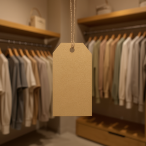 Etichette pendenti in carta kraft Ilan 4x8 cm, 12 pezzi per etichettatura di capi d'abbigliamento - Product Image 2