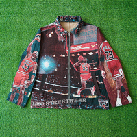 Veste tapisserie personnalisée d'hiver pour hommes, streetwear, grande taille, coupe-vent zippé, manteau de basketball, vestes à fermeture éclair pour hommes