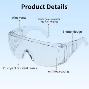 Kacamata pengaman antikabut bening untuk pria Z87.1 EN 166 standar industri medis pelindung mata sisi diproduksi - Product Image 4