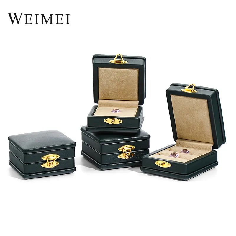 Weimei Spot Personnaliser PU Velvet Diamond Gem affichage pierre boîte d'emballage boîte de pierre unique boîte de diamant avec serrure