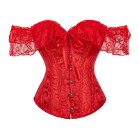 Corset court en dentelle à manches courtes pour bal masqué, tenue sexy en os