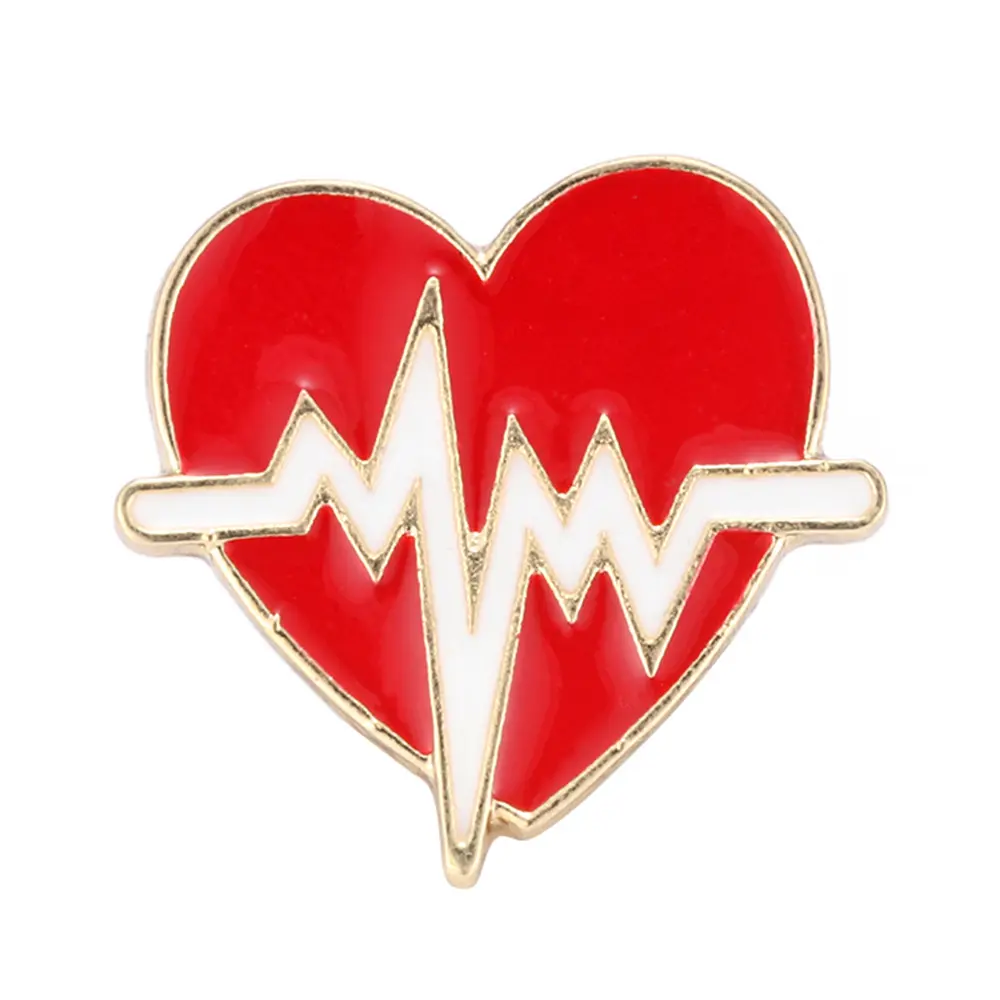 Broche de molde de eletrocardiografia, coração vermelho, para definir enfermeira, presente de formatura