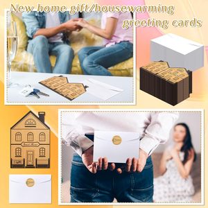 Customized House Shaped Greeting <b>Cards</b> <b>Embossed</b> Gold Stamping Paper Congratulations Thank You <b>Cards</b> For Home Moving Celebration - Product Image 4