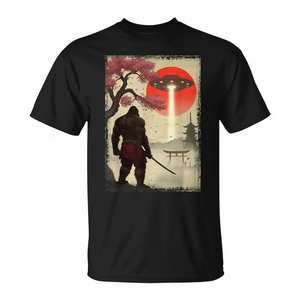 Camiseta gráfica vintage japonesa Samurai Bigfoot Ufo Ukiyo E Katana - Product Image 2