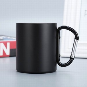 Tasse de camping sportif à double paroi isolée en acier inoxydable 304 avec logo personnalisé Poignée mousqueton pour gobelet de café en acier inoxydable - Product Image 4