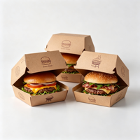 Boîtes à hamburgers carrées en carton recyclables haut de gamme écologiques jetables