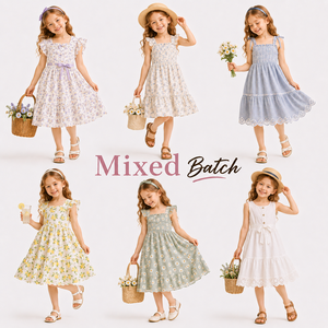 Vestido de Princesa de Verano de Manga Corta, Transpirable y Agradable para la Piel, Vestido para Niñas, Envío de Lote Mixto Aleatorio - Product Image 1