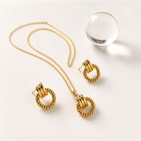 Ensemble de bijoux en acier inoxydable 316L et or 18 carats, motif popcorn granulé, texture anneaux entrelacés, pour femme, personnalisable OEM