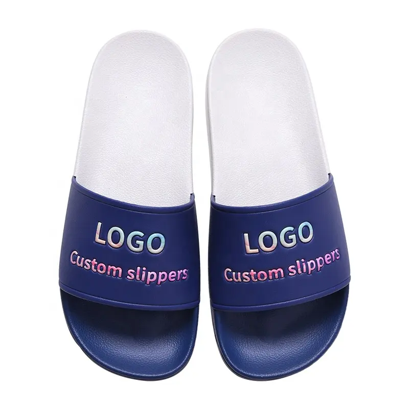 Custom logo printed embossed 3D eva pvc slipper slippers for womens men summer flip flops