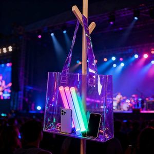 Sac fourre-tout holographique transparent en PVC/TPU personnalisé avec logo pour emballage de vêtements et sac de shopping – Vente en gros - Product Image 4
