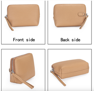 Ando Bag Monedero pequeño con cremallera de piel de vaca auténtica con correa para mujer - Product Image 4