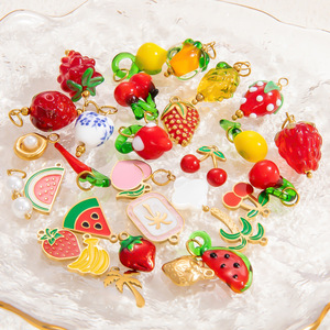 Colgantes con Forma de Fruta para la Creación de Joyería DIY |   Cherry, sandía, fresa, piña, plátano, coco, etc. chapados en oro de 18 quilates con PVD - Product Image 3