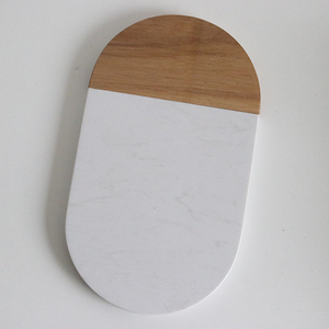 Eco-friendly Multiuso Ovale <span class=keywords><strong>In</strong></span> Legno di Acacia E il Taglio del <span class=keywords><strong>Marmo</strong></span> Bordo Piatto da Portata - Product Image 3