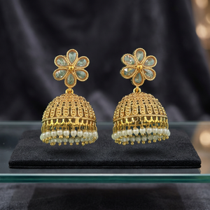 Mayoristas de Joyería Artificial de Moda en India, Jhumki Antiguos con Baño de Oro 233087 - Product Image 2