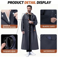 Regenmantel für Erwachsene, wiederverwendbarer PU-Poncho mit Kapuze, wasserdichter langer Regenmantel für Männer und Frauen, Outdoor-Camping