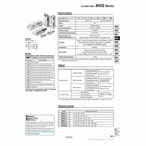 Table coulissante pneumatique SMC Manipulateur MXQ6-20CT - Product Image 1