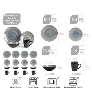 Promotion de septembre : Assiettes en céramique grises rondes de style occidental, design unique, compatibles micro-ondes, ensembles de vaisselle pour les fêtes - Product Image 3