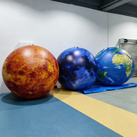 Ballon gonflable en tissu Oxford en forme de Terre avec lumières LED, thème spatial, pour fêtes en extérieur