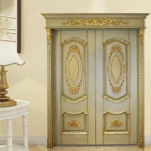 Porte d'entrée de villa vintage, style romain, en bois massif, avec motif ananas sculpté, design personnalisé, porte principale de luxe - Product Image 2