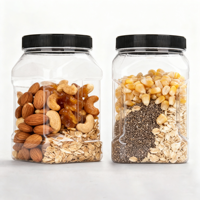Bocaux portatifs de qualité alimentaire 1,5 L avec étiquette personnalisée pour le stockage des céréales Vente en gros de bocaux transparents vides en PET pour noix avec bouchon