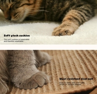 Lit hamac multifonctionnel en bois pour chat avec tapis à gratter en sisal naturel Lit rectangulaire surélevé pour chat d'intérieur