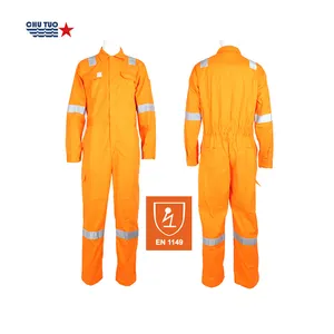 多种尺寸高能见度防静电工作服均匀棉织物EN1149安全工作服连体衣