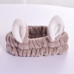 Bandeaux à Logo personnalisé, Spa, molleton de corail, maquillage cosmétique, tissu de douche, oreilles de lapin, bandeaux <span class=keywords><strong>pour</strong></span> laver les cheveux du visage des femmes - Product Image 5