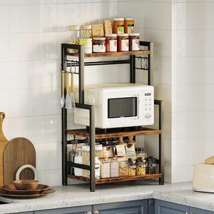 Factory Custom Multi Layer Wooden <b>Kitchen</b> Counter Organizer OEM ODM Bespoke Adjustable Shelf Hook Design <b>Storage</b> - Product Image 3