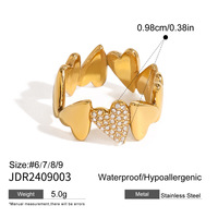Bague Cœur et Nœud en Acier Inoxydable Plaqué Or 18K avec Zircon Gaovo pour Femme, Réglable, Tendance, Étanche et Hypoallergénique