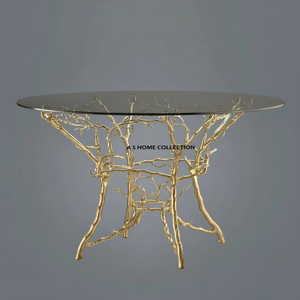 ฐานตั้งโลหะอลูมิเนียมสีทองพร้อมกิ่งไม้ดีไซน์กระจกด้านบนเป็นรูปทรงกลมสำหรับโต๊ะกาแฟบ้านเฟอร์นิเจอร์ - Product Image 1
