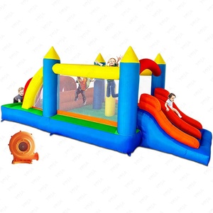 Castello Gonfiabile per Bambini con Doppio Scivolo da Corsa, Tunnel, Ostacoli da Arrampicata e Area Salto - Materiale PVC, Età 1-10 Anni - In Offerta - Product Image 2