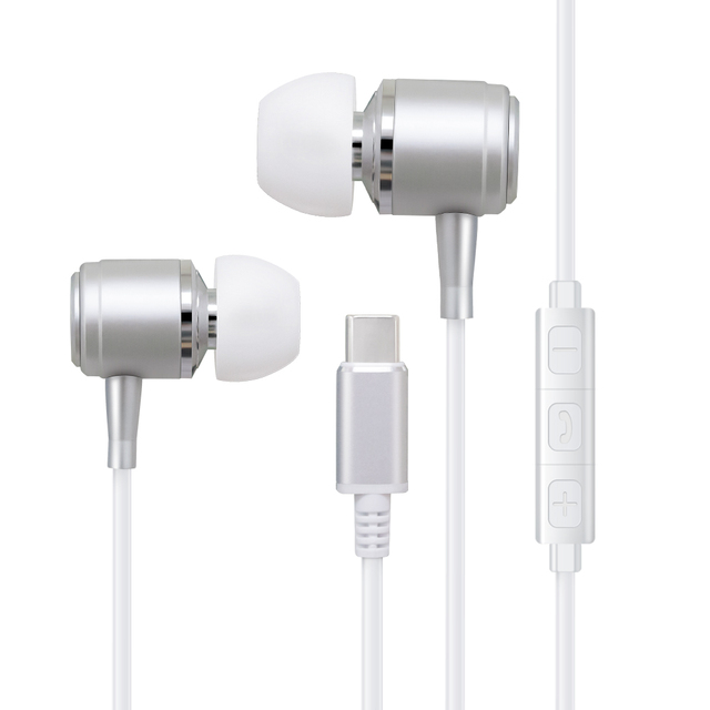 Type C Wired Earphones In-Ear TPE Tips 10mm Dynamic Driver Stereo Surround Sound USB-C for Android Smartphones with 1.2m Cable