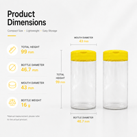 Bouteille d'alimentation en PVC transparent de 100 ml - Pot en plastique de qualité alimentaire - Contenant vide pour compléments alimentaires pour animaux - Bocal avec bouchon à clapet jaune