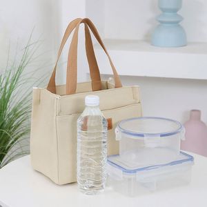 Sac à déjeuner isotherme en toile et aluminium, grande capacité, portable, simple, élégant, pour employés de bureau et étudiants - Product Image 3