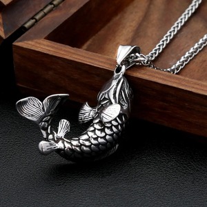 Yunnique – collier avec pendentif poisson Koi en acier inoxydable pour hommes, chaîne animale Punk Hip Hop, bijoux à la mode, cadeau - Product Image 2