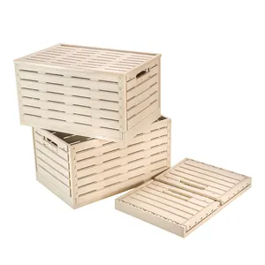 Durable Organizer Boxes For Home Use Wooden Storage Box Stationery Folding Crate Soda Crates Basket