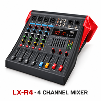 Console de mixage audio compacte LX-R 4/6/8/12 entrées avec égaliseur 3 bandes, lecteur USB et alimentation fantôme 48V pour église, podcast et DJ