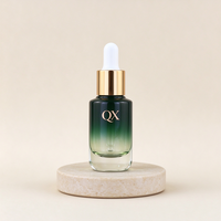 Flacon compte-gouttes en verre vert dégradé à fond épais 30 ml pour sérum, huile essentielle, emballage cosmétique de luxe