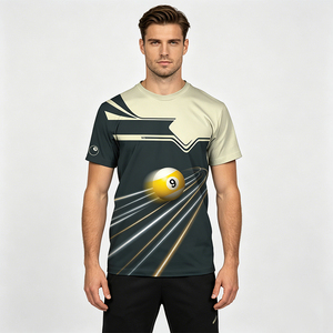 Camiseta de Billar Vintage Personalizada S.Q.F, 100% Algodón, Manga Corta, Rayas Retro, Transpirable, de Secado Rápido, para Hombre - Product Image 2
