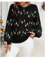 Pull de Noël européen et américain pour femme, best-seller de la mode, col rond doux, tricot ample de Noël