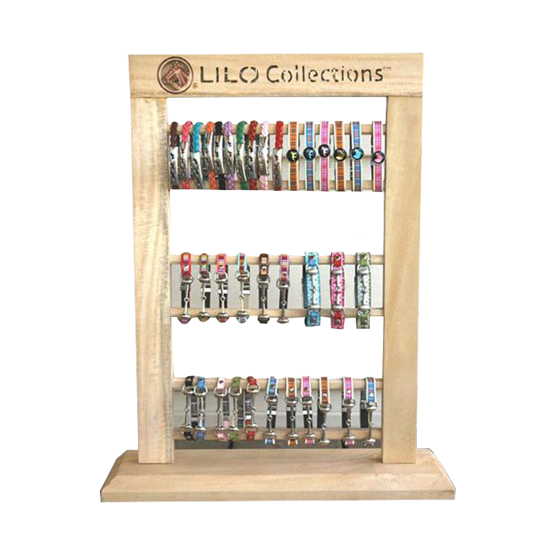 Apache Customizable Oak Wood for Powder Coated Dog Collar Storage Display Rack for Pet Stores Grooming Salons Specialized